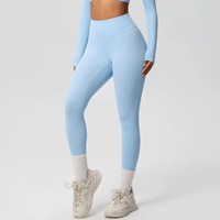 Ensemble de vêtements de yoga pour femmes Penpace, t-shirt de sport, pantalon de yoga taille haute qui rehausse les fesses, matière en spandex/nylon respirante