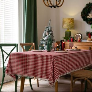 <span class=keywords><strong>Nappe</strong></span> en <span class=keywords><strong>tissu</strong></span> mélangé à <span class=keywords><strong>carreaux</strong></span> <span class=keywords><strong>rouge</strong></span> vert pour anniversaire Halloween noël maison hôtel Bar couverture de Table décoration de fête - Product Image 3