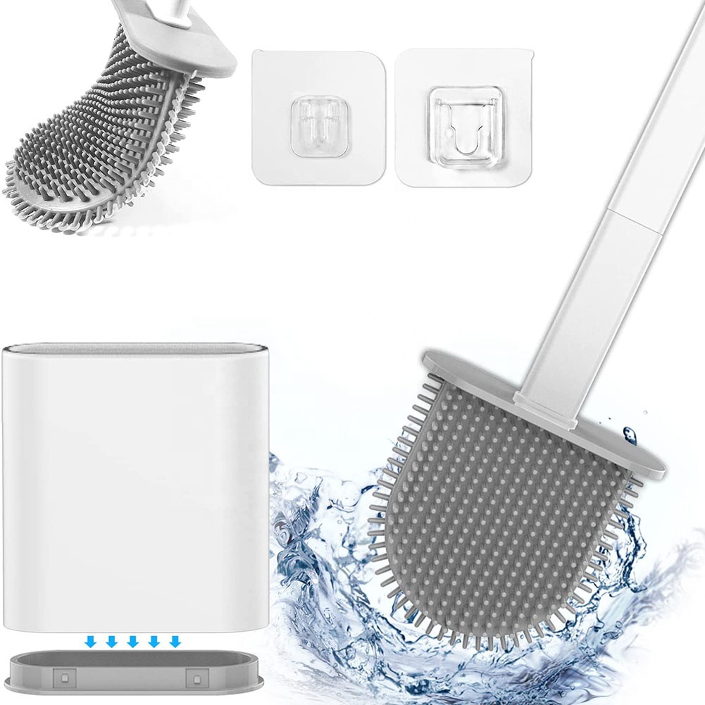 Напольный компактный силиконовый скребок для щетины, щетка для унитаза и держатель для ванной комнаты, Глубокая очистка