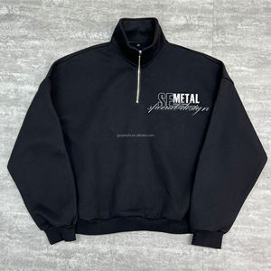 Sudaderas con capucha y cremallera de alta calidad, personalizadas y bordadas, de corte holgado y tejido grueso, unisex, para hombre, con cremallera de un cuarto - Product Image 2