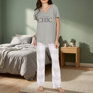 Women's Loungewear Short Sleeve <b>Top</b> & Trouser Pajamas Bangladesh Factory - Product Image 2