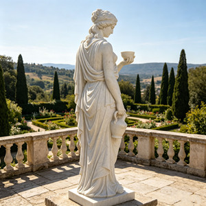 Statue d'art personnalisable en marbre poli, représentant une dame grecque, pour la décoration paysagère de manoirs et parcs - Product Image 2