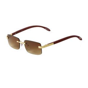 ADE WU STY535C Moda Original Pierna <span class=keywords><strong>de</strong></span> madera Gafas <span class=keywords><strong>de</strong></span> sol sin montura Marco pequeño Rectángulo Bloque <span class=keywords><strong>de</strong></span> luz azul Gafas ópticas al por mayor - Product Image 2