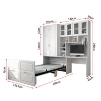 Lit de sieste de bureau de meubles intelligents fonctionnels pliant les lits extensibles de cachette invisible avec la table de bureau d'ordinateur de bibliothèque d'armoire