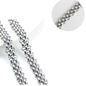 Nouvelle chaîne Rolo triple rangée en acier inoxydable pour collier large, bracelet, chaîne de montre |   Bijoux Hip Hop DIY pour hommes et femmes - Product Image 1
