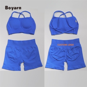Sujetador deportivo Boyarn for Dynamic de alto impacto para mujer, Top corto de gimnasio sin costuras para correr y entrenar, logotipo frontal de talla grande - Product Image 2