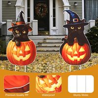 Grandes décorations d'Halloween pour l'extérieur, citrouille, chat noir, matériau PP, découpe pour pelouse, jardin, décoration de la maison, fournitures de fête