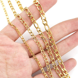 Flat Figaro 3:1 <b>Chain</b> 18K PVD Gold Stainless Steel | Hip Hop Cuban Style <b>Titanium</b> Steel NK <b>Chain</b> for DIY Jewelry Making - Product Image 2