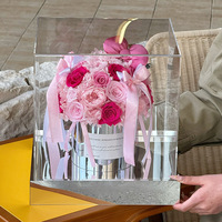 Éternel Préservé Fleur Arc Jardin Câlin Seau Rose Bouquet Saint Valentin Graduation Coffret Cadeau pour Amis et Besties