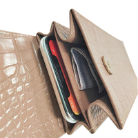 Tas ponsel Desain unik pabrik, Dompet casing ponsel 2 saku kulit buaya palsu dengan pegangan