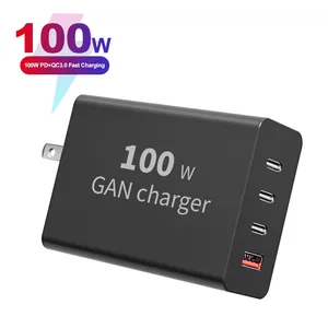 Electronic Gadgets High Power Charging GaN Tech Power Adapter 4 Ports US Plug 100W PD GaN USB C Charger