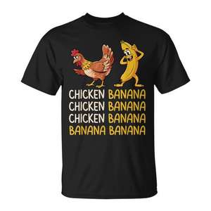T-shirt avec motif amusant de poulet et banane, vêtements décontractés pour hommes et femmes - Product Image 1