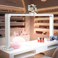 Lampe de bureau demi-lune 34 pouces pour technicien(ne) des ongles, 456 LED, 3 modes de couleur, chargement de téléphone, pour extensions de cils et tatouages