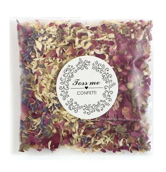Xanadu campuran Biodegradable Confetti kelopak bunga kering kustom alami dekorasi pesta pernikahan mawar kelopak Lavender tas lempar 10g