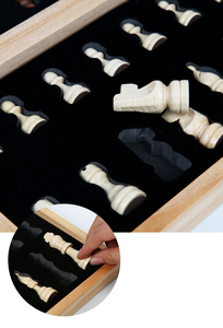 Juego de <span class=keywords><strong>Ajedrez</strong></span> de viaje portátil ecológico de madera hecho a mano de primera calidad, tablero plegable magnético, 2 ranuras de almacenamiento Extra Queens para niños - Product Image 4