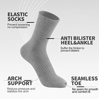 Chaussettes de football antidérapantes en nylon/coton gris personnalisées, anti-ampoules, vente en gros, logo personnalisé, chaussettes de course et de cyclisme personnalisées