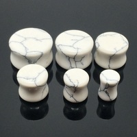 HY 12mm Magnifique Piercing d'Oreille en Pierre Turquoise, Bijou Corporel, Plug d'Oreille en Pierre Précieuse