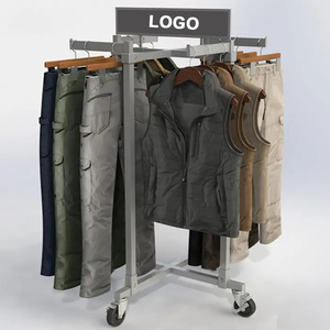 Présentoir de Vêtements en Métal sur Pied à 4 Voies de Haute Qualité avec Logo Personnalisé pour Magasin – Fabrication Usine - Product Image 2