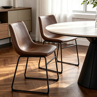 Chaise de salle à manger en cuir PU de luxe léger, dossier rembourré, design moderne et simple, confortable pour la maison
