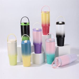40oz Eco Friendly Custom Logo Insulated Vacuum Water <b>Bottle</b> Stainless <b>Steel</b> Double Walled Gradient Color Tumbler With Straw - Product Image 2
