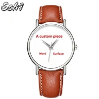 Montre-bracelet à quartz pour homme la plus populaire avec bracelet en cuir, cadran à aiguilles et logo imprimé – Cadeau personnalisé