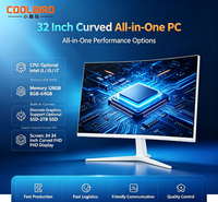 Computadora de Escritorio Todo en Uno Curva COOLBIRD de 32 Pulgadas, Cámara Integrada Opcional, Tarjeta Gráfica Discreta, Intel I3 I5 I7, Oficina, AIO