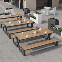 Tables de pique-nique en bois PS, aluminium pour l'extérieur, tables et chaises pliantes pour restaurant, ensemble de table de patio extérieur pour événements