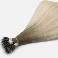 Vente en gros de micro anneau à cuticule alignée à double tirage russe pointe d'anneau nano en métal extension de cheveux humains russes