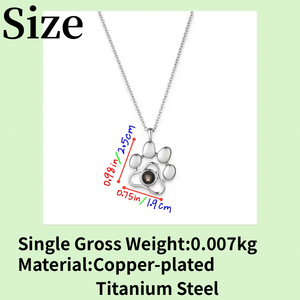 Kalung Jejak Kaki Hewan Peliharaan Anjing & Kucing Custom, Proyeksi I Love You, Ramah Lingkungan, Dapat Disesuaikan, Berlapis Tembaga Titanium, Liontin Kenangan - Product Image 3