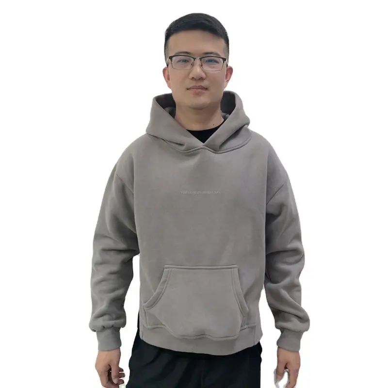 Grosir kustom ukuran besar tebal kosong 400gsm hoodie berat 100% katun ukuran besar hoodie & Sweatshirt pria