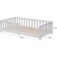 Lit au sol Montessori pour tout-petit avec lattes Lit à cadre solide naturel en bois de pin Design robuste Cadre de lit au sol pour garçons et filles
