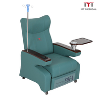 Sofá de Infusión de Cuero PU Anticorrosión para Hospital MT con Soporte Intravenoso Telescópico y Portavasos Circular