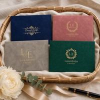 Enveloppes d'invitation de mariage de luxe en velours, imprimées en typographie, avec monogramme personnalisé en feuille d'or, sceau de cire, style européen