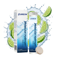 Comprimés d'eau moléculaire d'hydrogène H2 à dissolution rapide, saveur citron vert, marque privée Pureon, haute concentration, végétaliens, pour adultes