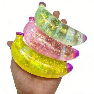 High Quality TPR Glitter Maltose Fruit Banana Shape Slow Return Hand Exercise <b>Squeeze</b> Stress Relieve Toys for Kids and Adults - Product Image 1