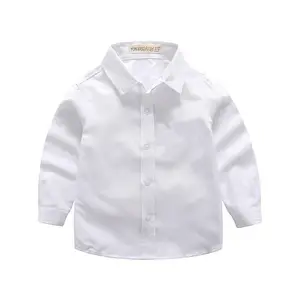 男童白色纯棉正式长袖t恤儿童纯色马球衫上衣