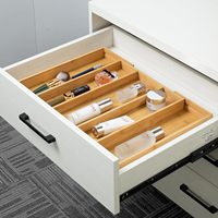 Organisateur de tiroir pliable en bambou pour ustensiles de cuisine, couverts et argenterie - Support de plateau extensible