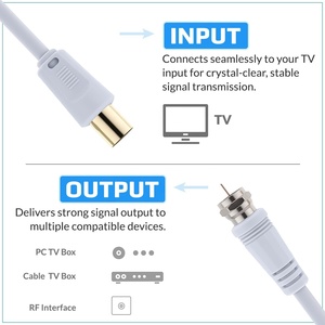 Connecteur coaxial Aérien F Mâle vers Câble RF M Mâle pour Satellite, TNT, Xfinity <span class=keywords><strong>TV</strong></span>, HDTV, DVB, DVD, Radio/<span class=keywords><strong>Cordon</strong></span> Coaxial - Product Image 2