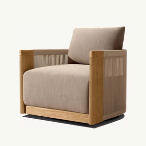 طقم أريكة حديقة من خشب الساج والحبال، أثاث خارجي على شكل حرف L للفنادق والاستخدام الخارجي - Product Image 2