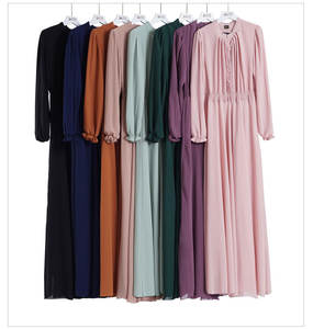 Abaya — Robe musulmane en <span class=keywords><strong>mousseline</strong></span> de soie à deux couches, taille élastique, pour femmes, Caftan, vêtements islamiques, Jilbab <span class=keywords><strong>Djellaba</strong></span>, dubaï, Abaya - Product Image 2