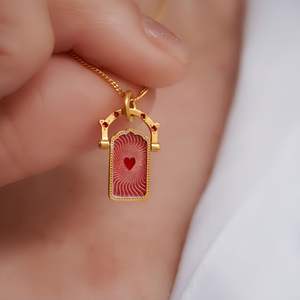 Alta calidad de acero inoxidable libre de deslustre 18K chapado en oro <span class=keywords><strong>Tarot</strong></span> colorido <span class=keywords><strong>amor</strong></span> Lucky Guardian colgante collar para el día de la madre - Product Image 1