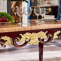 Table à manger de style européen, table à manger en marbre de style américain, combinaison de chaises en cuir, meubles de salle à manger
