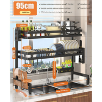 Organisateur de séchage de vaisselle compact et moderne anti-rouille pour l'évier de cuisine, rangement de la vaisselle et des ustensiles