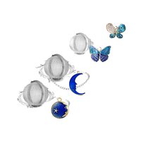 Infuseur à thé en émail plaqué or Crépines en métal écologiques pour thé en vrac Lune Étoile Céleste Charme Pendentif Boule à thé