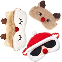 Masques de sommeil pour les yeux en peluche douce et amusante avec des animaux de dessin animé mignons, rennes de Noël, bandeau pour les yeux, Père Noël, bonhomme de neige, pour la maison, les fêtes, les voyages