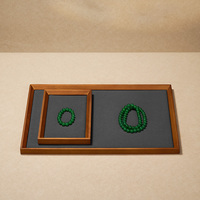 Plateau de présentation de bijoux en bois de frêne massif, doublé de suède, organisateur pour colliers, bagues, bracelets, comptoir de magasin, vente en gros, personnalisé