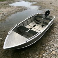 Petit bateau en aluminium de 2,5 m avec ligne d'ancre, bateau de pêche compact pour la chasse au canard, les loisirs et le travail