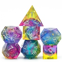 Pour les donjons polyédriques à bords tranchants en résine et les dragons RPG Color Mixing Glitter 7 pièces Dice Set avec emballage personnalisé