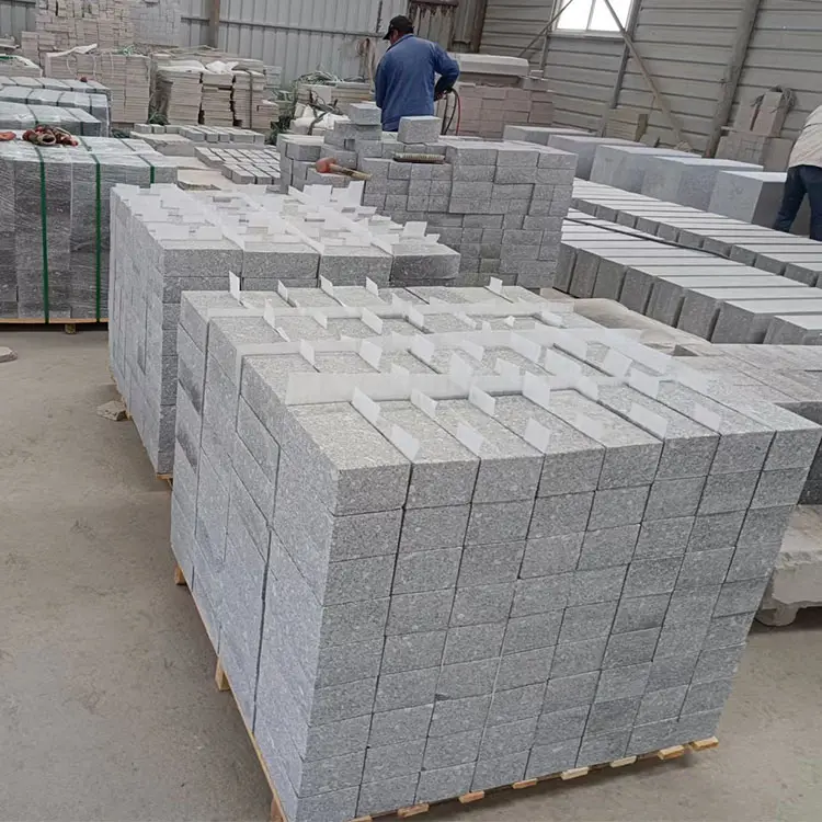 Chinese Made Cheap G375 Grey Paving Stone Granite Cubes Cobblestone For Outdoor Pavers Driveway