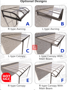 Auvent en aluminium imperméable, auvent moderne en polycarbonate résistant au vent, auvent de toit arqué, auvent résistant aux chocs, auvent personnalisable <span class=keywords><strong>pour</strong></span> <span class=keywords><strong>terrasse</strong></span> - Product Image 6